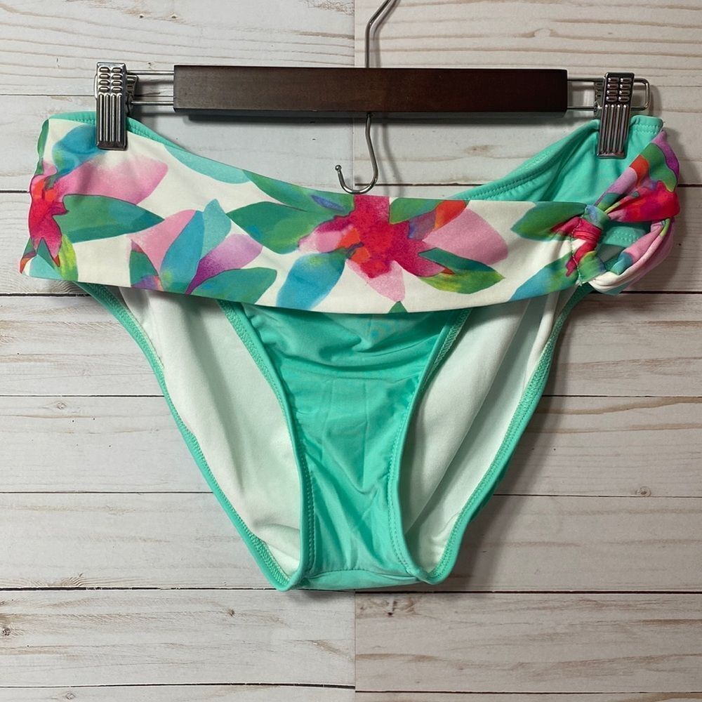 Alex Marie Floral Hipster Aqua Bikini Bottom